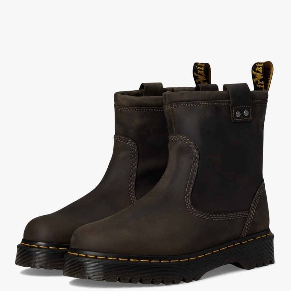 Dr. Martens Gray and Brown Ankle Boots with Sturdy Sole
